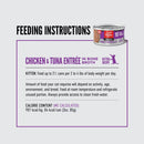 Feeding instructions for a can of kitten food with a purple border on a white background.