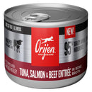 Orijen canned tuna, salmon & beef entrée cat food can on a white background
