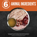 Pet food ingredients with a focus on animal components on a dark background
