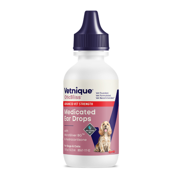 Oticbliss Advanced Vet Strength Medicated Ear Drops for Dogs & Cats 1.8 oz - Ear & Eye Care 1