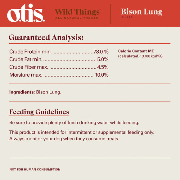 OTIS Wild Things Bison Lung Filets Treats for Dogs (4 oz)