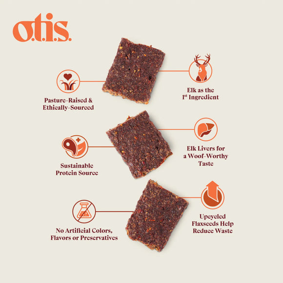 OTIS Wild Things Elk Jerky Treats for Dogs (4 oz)