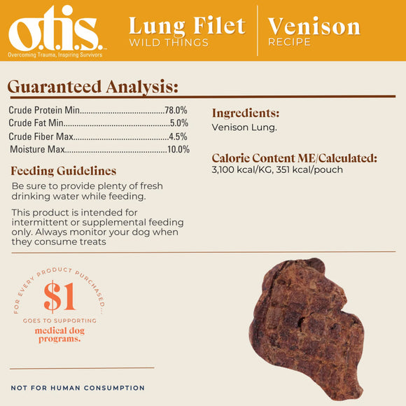 OTIS Wild Things Venison Lung Filets Treats for Dogs (4 oz)