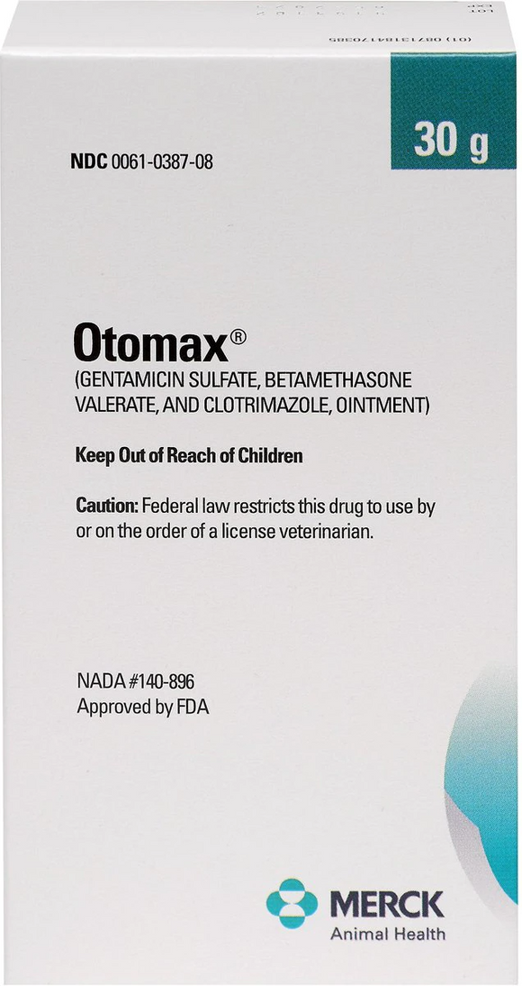 Otomax (Gentamicin / Betamethasone / Clotrimazole) Otic Ointment for Dogs - 30 g bottle - Pet Medicine 4
