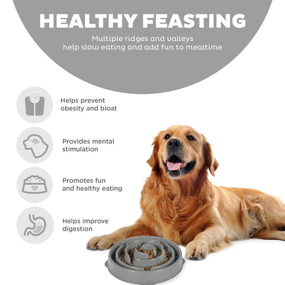 Outward Hound Fun Feeder Slo Bowl Slow Feeder Bowl Grey For Dog (Medium / Mini)