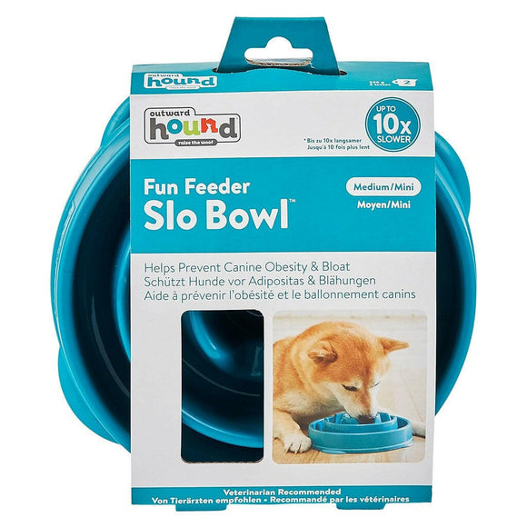 Outward Hound Fun Feeder Slo Bowl Slow Feeder Dog Bowl Turquoise Drop - Mini/Medium (2 cups) - Bowls & Feeders 8