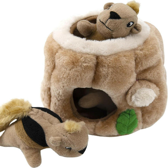 Outward Hound Hide-A-Squirrel Squeaky Brown Dog Toy (Medium)