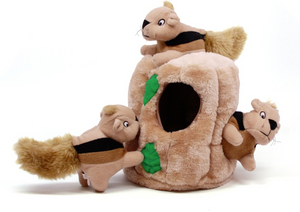 Outward Hound Hide-A-Squirrel Squeaky Brown Dog Toy - Plush Dog Toys 1