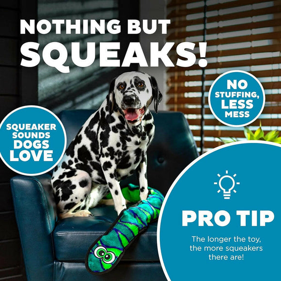 Outward Hound Invincible Durablez Snake 6 Squeaker Blue / Green Dog Toy (Extra Large)