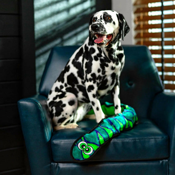 Outward Hound Invincible Durablez Snake 6 Squeaker Blue / Green Dog Toy (Extra Large)