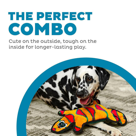 Outward Hound Invincible Gecko 4 Stuffingless Durable Squeaker Red / Orange Dog Toy (Large)