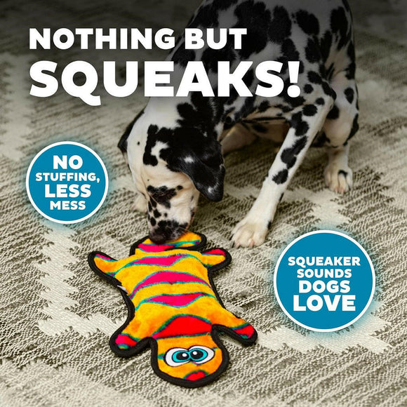 Outward Hound Invincible Gecko 4 Stuffingless Durable Squeaker Red / Orange Dog Toy (Large)