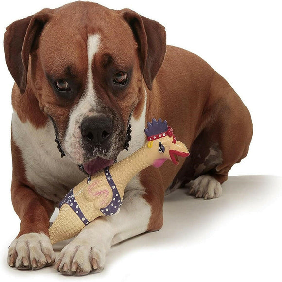 Outward Hound Squawkers Henrietta Latex Rubber Chicken Interactive Toy For Dog (Large)