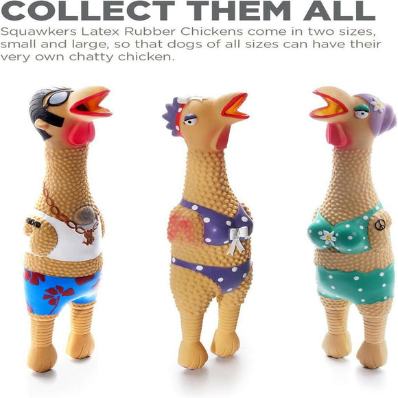 Outward Hound Squawkers Henrietta Latex Rubber Chicken Interactive Toy For Dog (Large)