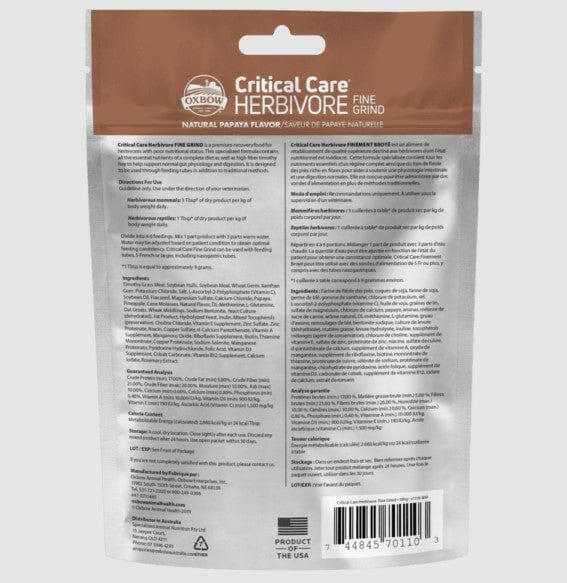 Oxbow Animal Health Critical Care Fine Grind Papaya (100 gm) - Small Pet Food 2