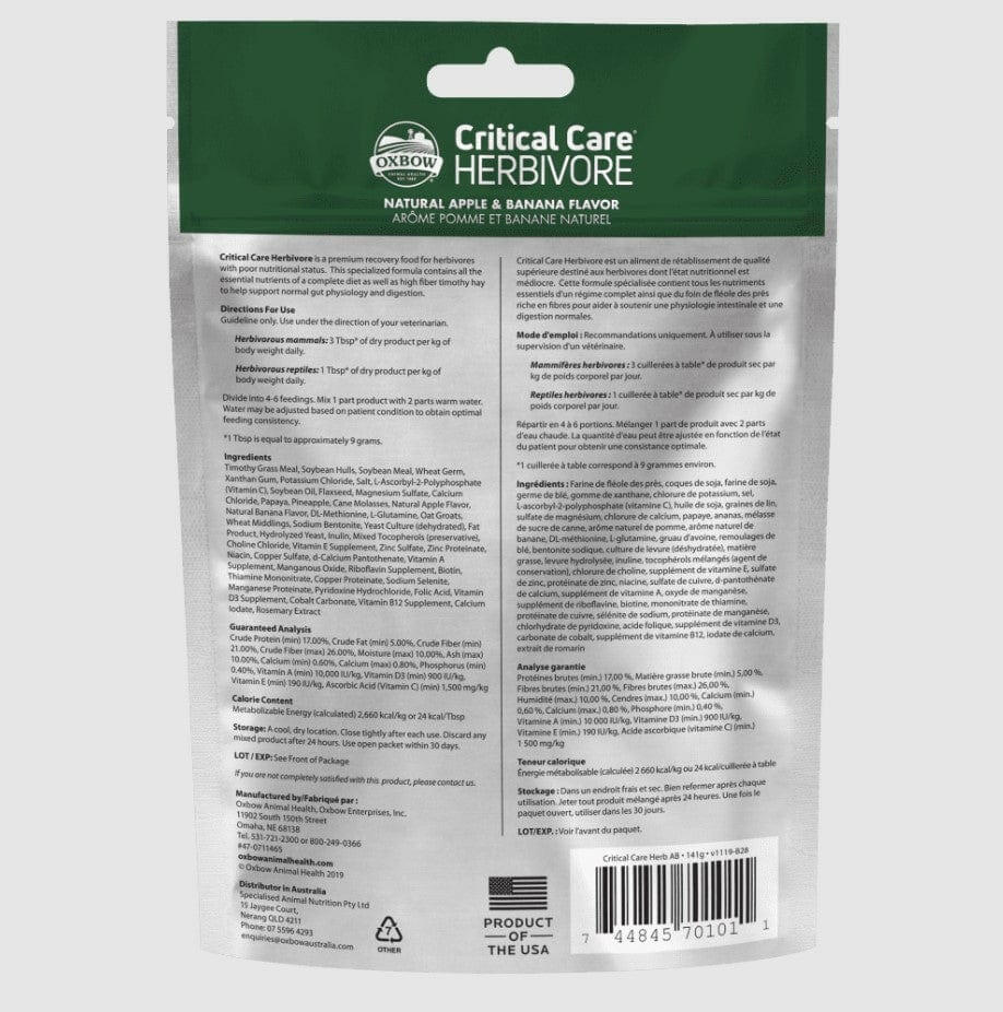Oxbow Animal Health Critical Care Herbivore Apple/Banana