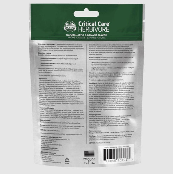Oxbow Animal Health Critical Care Herbivore Apple/Banana Flavor - Small Pet Food 3