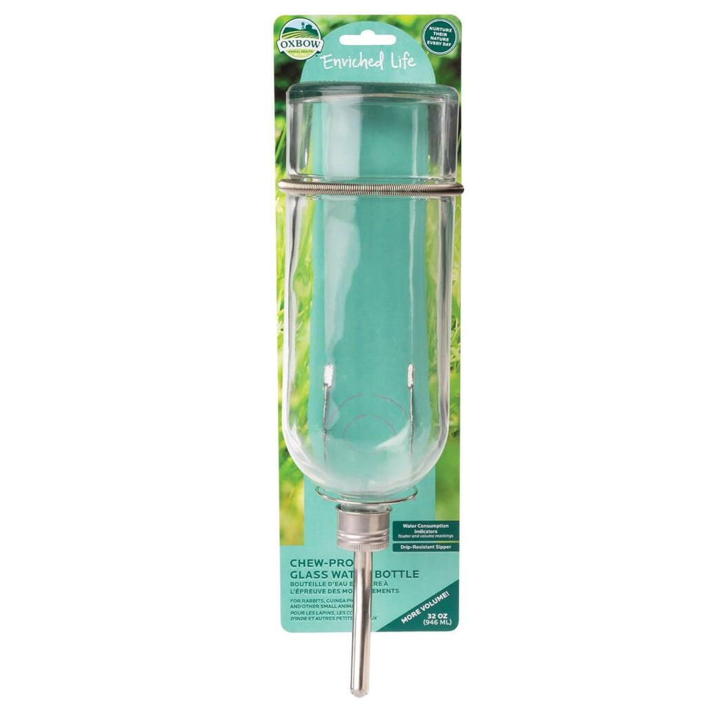 Oxbow Enriched Life Glass Water Bottle – Secure for Small Pets