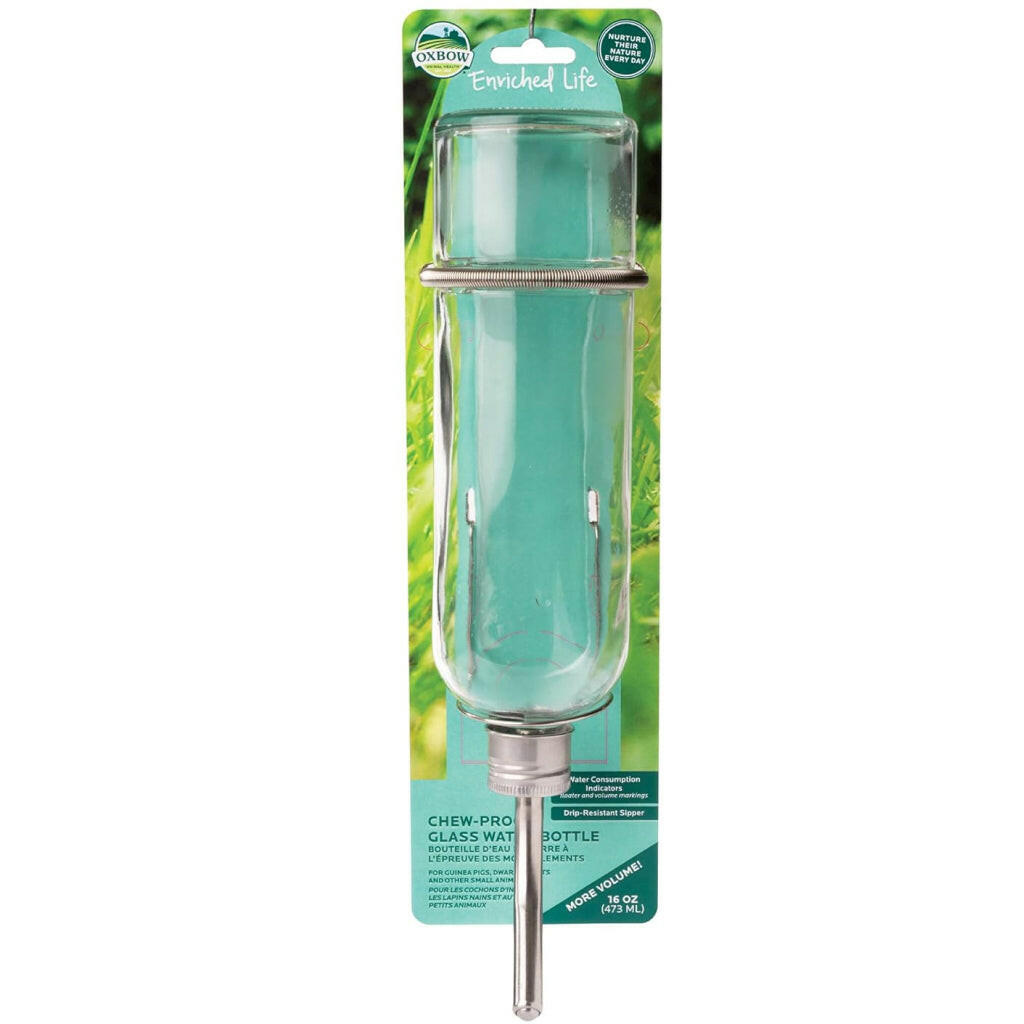 Oxbow Enriched Life Glass Water Bottle – Secure for Small Pets