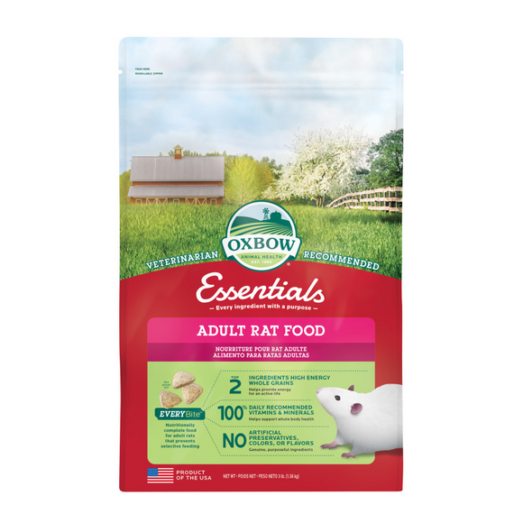 Oxbow Essentials All Natural Adult Rat Food - 3-lb - Small Animal Food 10