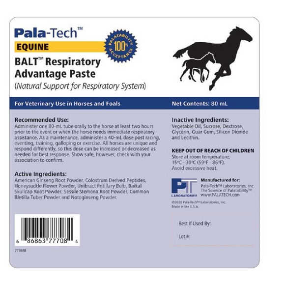 Pala-Tech Balt Respiratory Advantage Paste for Horses (80 ml) - Horse Vitamins & Supplements 3