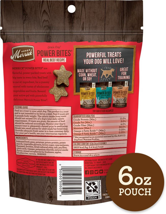 Power Bites Soft & Chewy Grain Free Real Beef Dog Treats (6 oz)