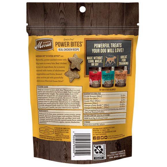 Merrick Power Bites Soft & Chewy Grain Free Real Chicken Dog Treats (6 oz)