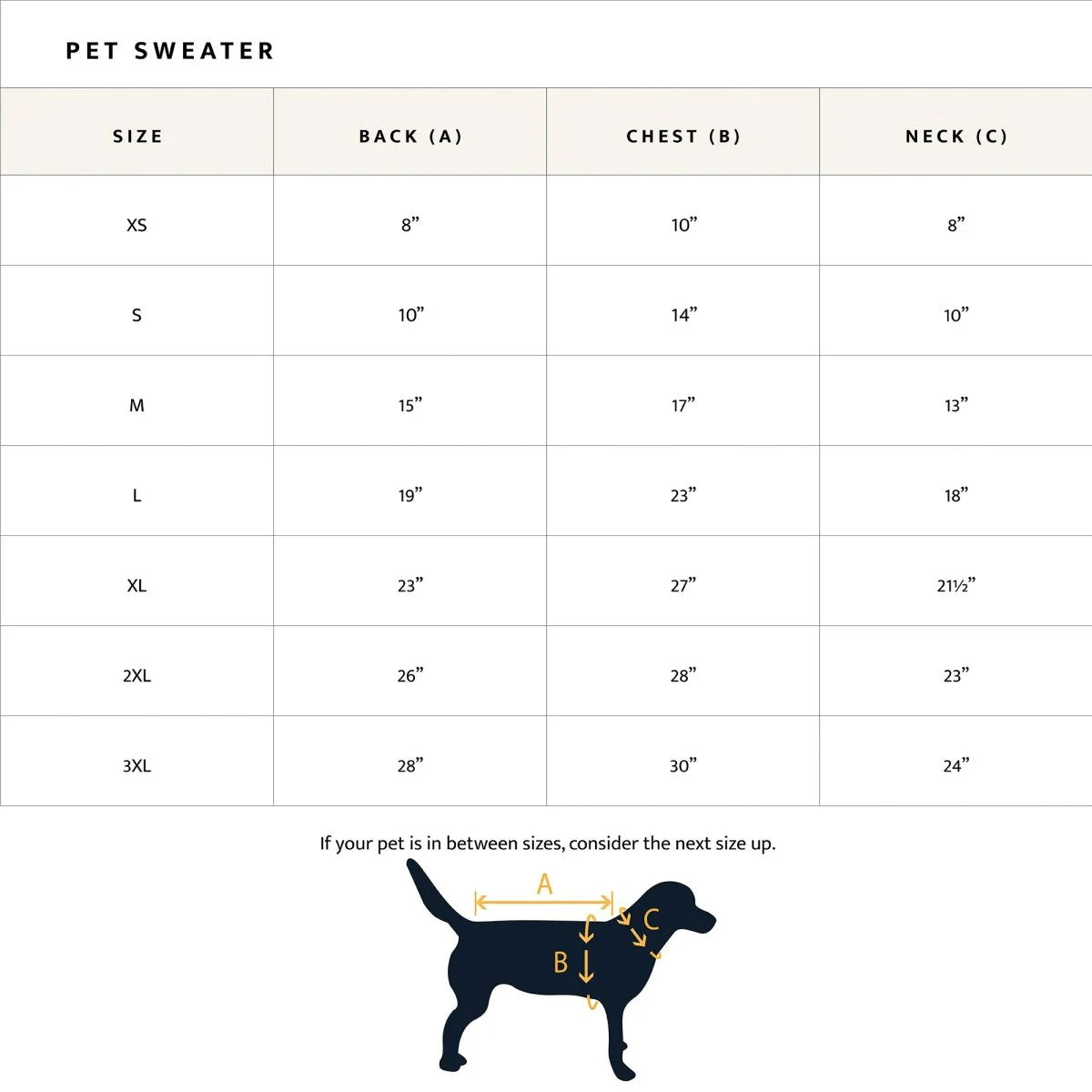 Pendleton Size Chart