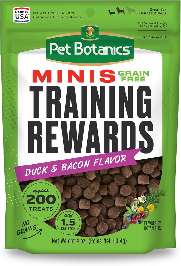 Pet Botanics Training Rewards Mini Soft & Chewy Duck & Bacon Flavor Dog Treats (4 oz) - Dog Training & Behavior 1