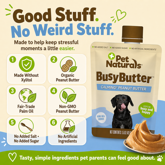 Pet Naturals BusyButter Calming Peanut Butter for Dogs (1.5 oz x 6 pouches) - Dog Calming & Anxiety Supplements 8