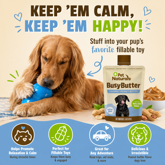 Pet Naturals BusyButter Calming Peanut Butter for Dogs (1.5 oz x 6 pouches) - Dog Calming & Anxiety Supplements 5