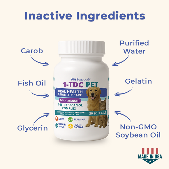 Pet Scholars 1-TDC Dental and Joint Health Softgel Supplement for Dogs and Cats