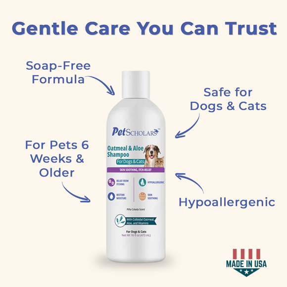 Pet Scholars Oatmeal & Aloe Shampoo Skin Soothing Itch-Relief (16 fl oz) - Pet Shampoo & Conditioner 5