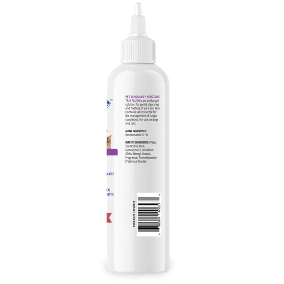 Pet Scholars Ketozole Tris Flush Anti-fungal Cleansing Solution 12 fl oz - All Dog Ear Care 10