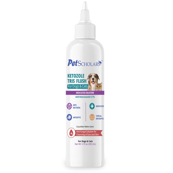 Pet Scholars Ketozole Tris Flush Anti-fungal Cleansing Solution 12 fl oz - All Dog Ear Care 8
