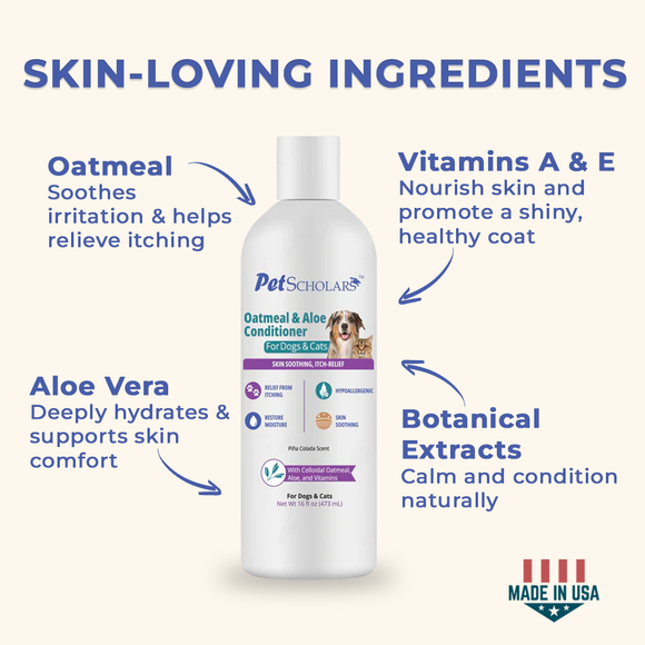 Pet Scholars Oatmeal & Aloe Conditioner Skin Soothing Itch-Relief (16 fl oz) - Pet Shampoo & Conditioner 6