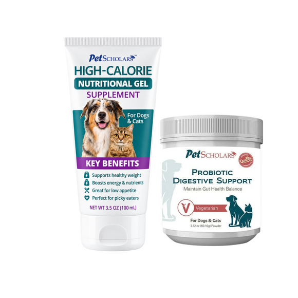 Pet Scholars Probiotic Digestive Support Powder + High-Calorie Gel Bundle - 1