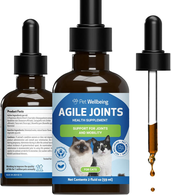 Pet Wellbeing- Agile Joints for Cat Joint Mobility - 2 oz - Cat Supplements & Vitamins 1