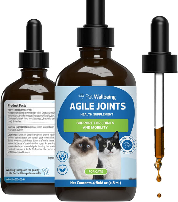 Pet Wellbeing- Agile Joints for Cat Joint Mobility - 4 oz - Cat Supplements & Vitamins 2
