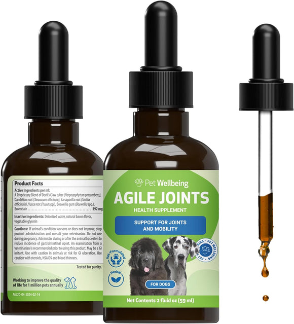 Pet Wellbeing- Agile Joints for Dog Joint Mobility - 2 oz - Dog Joint & Hip Supplements 1