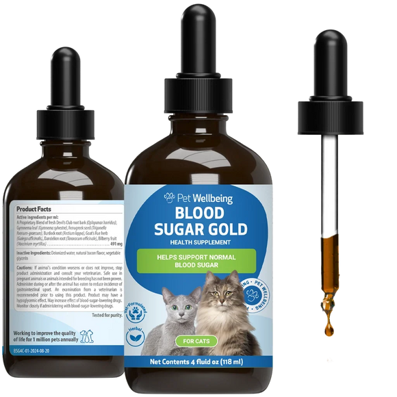 Pet Wellbeing Blood Sugar Gold for Cat Blood Sugar Support - 4 oz - Cat Vitamins & Supplements 3
