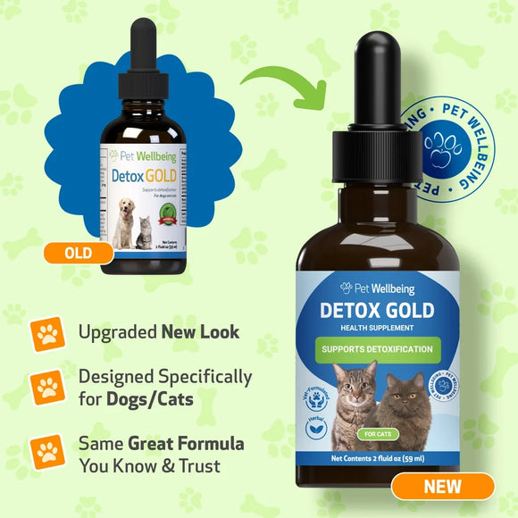 Pet Wellbeing Detox Gold for Cats 2-oz - Cat Vitamins & Supplements 2