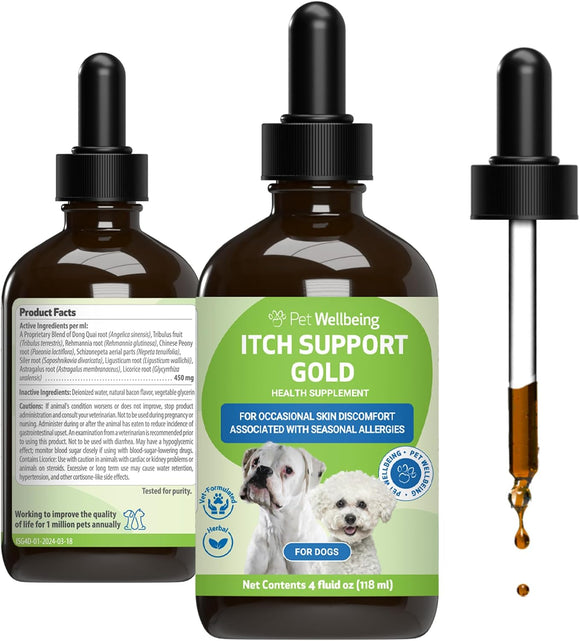 Pet Wellbeing Itch Support Gold - For Allergy-Related Itch in Dogs - 4 oz - Dog Supplements & Vitamins 2