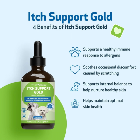 Pet Wellbeing Itch Support Gold - For Allergy-Related Itch in Dogs - Dog Supplements & Vitamins 12