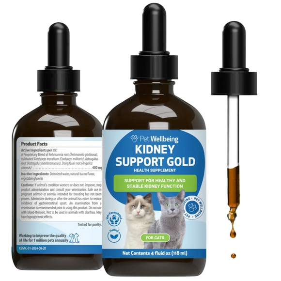 Pet Wellbeing Kidney Support Gold for Cats - 4 oz - Dog Vitamins & Supplements 2
