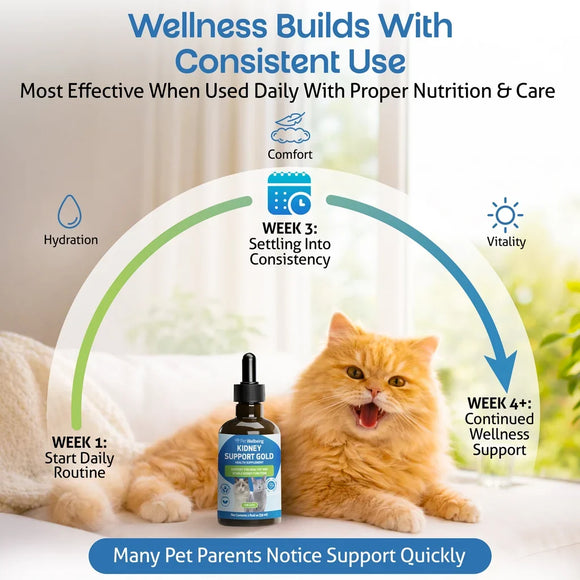 Pet Wellbeing Kidney Support Gold for Cats - Dog Vitamins & Supplements 7