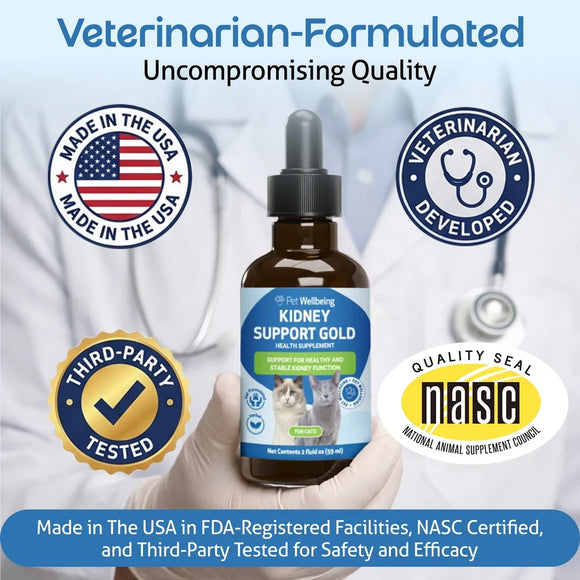Pet Wellbeing Kidney Support Gold for Cats - Dog Vitamins & Supplements 6