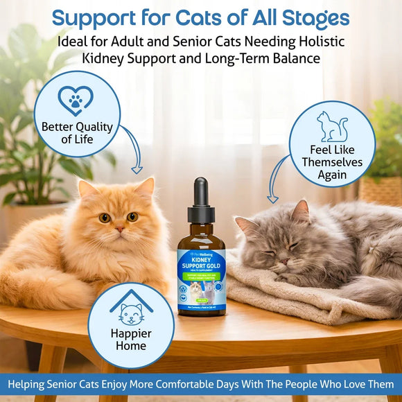Pet Wellbeing Kidney Support Gold for Cats - Dog Vitamins & Supplements 10