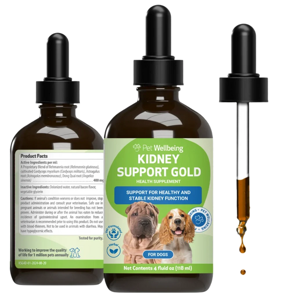 Pet Wellbeing Kidney Support Gold for Dogs - 4 oz - Cat Supplements & Vitamins 2