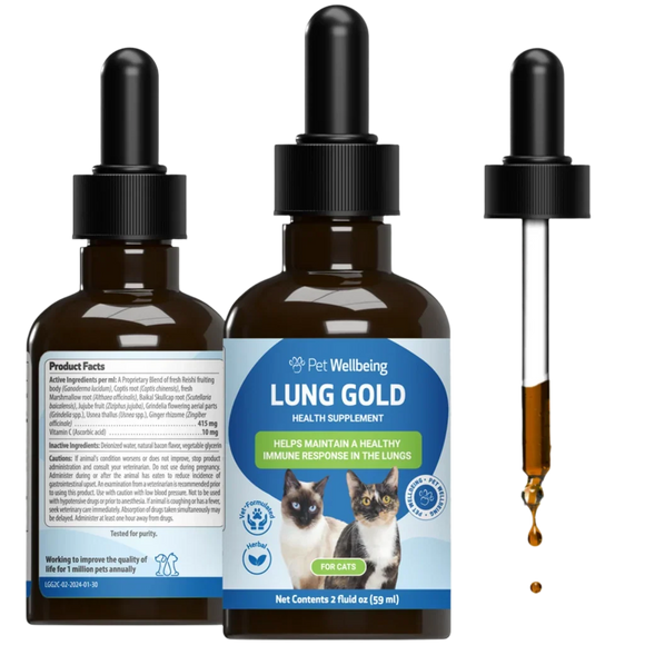 Pet Wellbeing Lung Gold for Cats - 2 oz - Cat Vitamins & Supplements 1